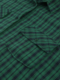 Yipinpay Green Shacket Oversize Shirts Women Dropped Shoulder Street Style Plaid Blouses Double Pockets Casual Loose Top 2023