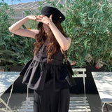 Yipinpay Camis Vintage Blouse Blusas Crop Tops Camisa Temperament Black Cake Doll Shirt Ruffled Women's 2023 Spring New Y2k French