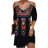 Yipinpay Women's Dresses Summer Ethnic Style Short Sleeve Tops Fashion Loose A-Line Skirt Elegant Casual Lady Vacation Dresses
