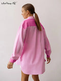 Yipinpay Street Elegant And Young Women's Patchwork Shirts Lapel Splicing Women Oversize Blouses And Tops Autumn Ladies Loose