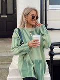 Yipinpay New Tie-Dye Knit Women's Oversize Sweater Pullovers Long Sleeve Y2k Casual 2024 Winter Streetwear Loose Pull Femme Jumper