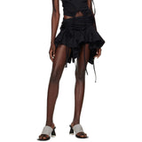 Yipinpay Sexy Women Gothic Punk Irregular Skirts Solid Color Drawstring Tie-Up Ruched Ruffles Mini Skirt Summer Fashion Short Skirts 911