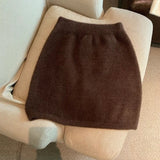 Yipinpay Mujer Moda Slim Sexy High Waist Wrap Hip Black Furry Skirt Women Mini Autumn Winter Bottom Wild Woolen Elegant Korean