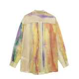 Yipinpay Tie Dye Long Shirt Women Semi Transparent Button Up Shirt Women Long Sleeve Top Female Loose Summer Blouses Woman 2023