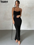 yipinpay Fashion Night Club Sexy Backless Bandage Long Spaghetti Strap Wrap Dress Women Chic Evening Party Maxi Dress 2023 Outfits