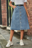 Yipinpay Sale New Summer Denim Skirts For Women Fashion Slim Mid Length Jeans Button A-Line Skirts Street Casual Female Clothing