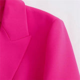 Yipinpay Fuchsia Cropped Blazer Woman New In Short Feather Coats And Jackets Long Sleeve Blazers For Women Elegant Stylish Jacket