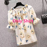 Yipinpay Women's Summer Shorts Suit 2024 New Casual Printed Shirt Top Pants Two Piece Korean Fashion Elegant Short Sleeve Blouse Set