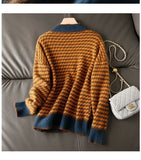 Yipinpay half turtleneck loose and thin knitted sweater women 22 autumn long sleeve casual plaid pullover sweater female