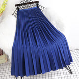Yipinpay 2023 Spring Autunn Pleated Skirt Women Casual Fashion Elegant Solid Color High Waist Long Midi Skirts Ladies Chic Saia