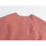 Yipinpay New Women Chalk Pink Oversize Boucle Sweatshirt O Neck Long Sleeve Female Autumn Winter Pullover Tops