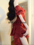 Yipinpay French Elegant Y2k Mini Dress Even Party Short Sleeve Dress Woman Vintage One Piece Dress Korean Fashion 2024 Summer Chic