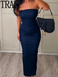 Yipinpay Off Shoulder Denim Dress Woman Blue Corset Long Dress Women Midi Bodycon Dresses For Women 2023 Elegant Party Dresses