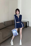 Yipinpay Sports Style Suit Women's Summer Long-sleeved Hooded Zipper Coat High Waist Shorts Casual Two-piece Set Female Clothes