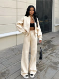 Yipinpay Autumn 2 Piece-Set Tracksuit Trousers Outfits Female Slim High Waist Drawstring Fashion Clothes Loose Women's Pants Sets