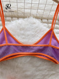 Yipinpay Fashion Vacation Shiny Swimsuits Women Strap Backless Camisole+Elastic Waist Shorts Sexy Bikini Beach Two Pieces Suits