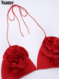 yipinpay 2023 Swimsuit Women Flower Sexy Thong Bikini Set Two Pieces Female Bathing Suit Beachwear Summer Bandage Party Swimwear