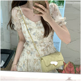 yipinpay White Dress Womens Printing Ruffled Irregular Sexy Korean Fashion Y2K Simple 2023 Female Dress Temperament Longuette