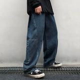 Yipinpay Wide Leg Pants Men's Fashion Baggy Solid Color Stitching Trousers Harajuku Casual Loose Oversize Jeans Men Clothing Y2K