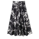 Yipinpay Print Black Long Skirts For Women Fashion 2023 High Waist Midi Skirt Sets Cape Style Beach Summer Skirt Woman Pleated Skirt