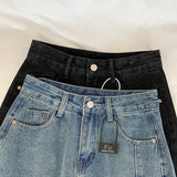 Yipinpay Denim Mini Skirts For Women Korean Style Summer 2023 Sexy Female Wide Leg Jeans Skirt Casual Vintage Blue Black High Quality