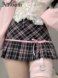 Yipinpay Sweet Cute Plaid Skirt Women Fairycore Grunge Pastel Goth High Waist Mini Skirt Harajuku Y2k E-girl Clubwear Skirt Femme