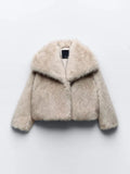 Yipinpay Women's Fashion Faux Fur Coat Winter Loose Long Sleeve Shaggy Overcoats Thick Warm Coat Elegant Female Street Party Outerwear