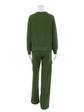 Yipinpay Fashion 2023 Pocket Cargo Pants Sets Green Two Piece Sets Women Street Outifits Pullover And Pants Women Tracksuits