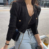 Yipinpay 2 Piece Sets Clothes V Neck Camisole Top + Cropped Black Cardigans Knit Jacket Korean Women Sweaters 2023 Slim