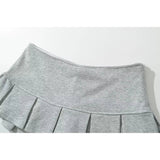 Yipinpay Summer 2024 Y2K Gray Side Zipper Pleated Mini Skrit Women Sexy Low Waist Short Skater Skirts