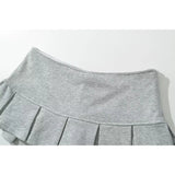 Yipinpay Summer 2024 Y2K Gray Side Zipper Pleated Mini Skrit Women Sexy Low Waist Short Skater Skirts