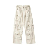 Yipinpay Washed Cargo Pants Y2k Retro High Street Fashion High Waist Casual Pants Couple Harajuku Simple Mopping Pants Men's