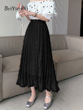 Yipinpay Women Tutu Skirts 2023 Spring Summer Elegant Korean Fashion Slim White Skirt Woman Chic Mesh Purple Kawaii Lace Faldas