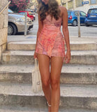 Yipinpay Fashion Women Tops Skirt Suit Sleeveless Wrap-Chest Split Vest Shirt + Summer Casual Short Skirt Outfit Club Street Style