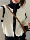 Yipinpay Women's Sweaters 2023 Autumn Contrast Black Turtleneck Crop Cardigan Puff Long Sleeve Grey Knitwear Jacket Lazy Loose