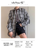 Yipinpay Patchwork Black And White Plaid Shirts Women Pocket Gingham Blouse Casual Loose Long Sleeve Print Tops Spring Shirts