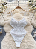 Yipinpay Strap Corset Lace Sensual Bodysuits 2024 Ladies Slim Sheer Bodycon Sexy Camisole Korean Backless Lingerie Playsuits