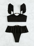 Yipinpay Bikini High Waist Women Swimsuit 2023 Ruffle Bikinis Set Female Swimwear Swimming Suit Beachwear Bathing Suit Biquini