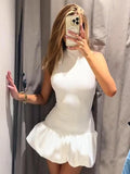 Yipinpay Patchwork Fluffy Mini Dress For Women 2024 Summer Beach Sleeveless Tank Short Dress Lady Chic Evening Party Vestidos