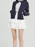Yipinpay Ruffle White Mini Skirt Women Summer Korean Fashion High Waist Elastic Patchwork Kawaii Layer Short Skirt Cute Skort