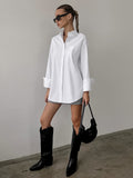Yipinpay Street White Women Lapel Shirt Long Sleeve Casual Blouses Spring Summer 2023 Ladies Single-Breasted Long Tops Classy