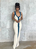 Yipinpay Simenual Sexy V-neck Slip Draped Maxi Dress Gown Straps Patchwork Elegant Prom Dress Club Party Outfits Summer Casual Streetwear