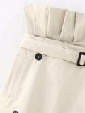 Yipinpay Paperbag Long Skirts For Women Fashion 2023 Wrap High Waist Skirt Women Gabardine Slit Midi Skirt Elegant Women's Skirts