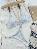Yipinpay Bikini Sexy Women Bikinis Set 2023 Women Swimsuit Female Swimwear Silver Brazilian Biquini Swimming Suits Beachwear