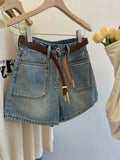 Yipinpay Denim Shorts for Women's Summer 2024 New High Waisted Loose Wide leg Short Pants Fashion A-line Hotpants Oversized S-5XL