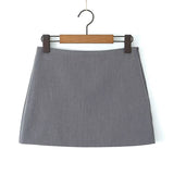 Yipinpay Sexy Women High Waist Side Zipper Gray Package Hip Mini Skirt