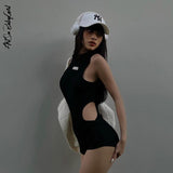 yipinpay Black Jumpsuits Hollow Out Playsuits Y2K Summer Clothes Sexy Romper Streetwear One Piece Bodysuit Bodycon Playsuit
