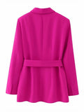 Yipinpay Women's Blazer Set 2 Pieces Fuschia Chic And Elegant Woman Jacket Long Sleeve Spring Jacket Business Casual Women Outfits
