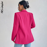 yipinpay Red Blazers Women Long Sleeve Suits Coat High Street Solid Color Outwear Outfits Slim Women Blazers and Jackets Veste Femme