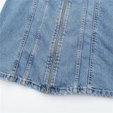 Yipinpay Blue Denim Dress Woman Sleeveless Short Dresses For Women Zip Up Jean Mini Dress 2023 Streetwear Casual Summer Dresses